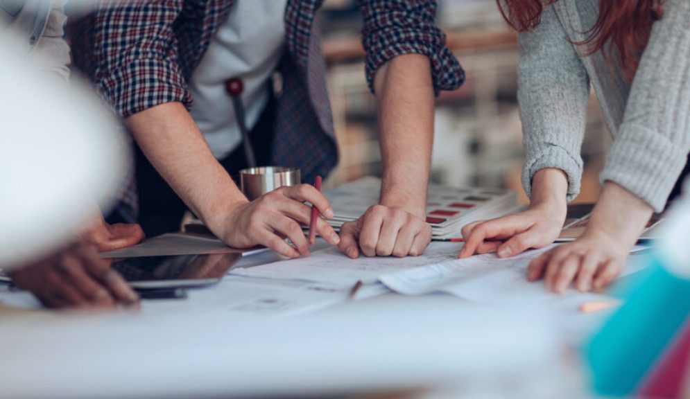 Close up of a designers working on a project